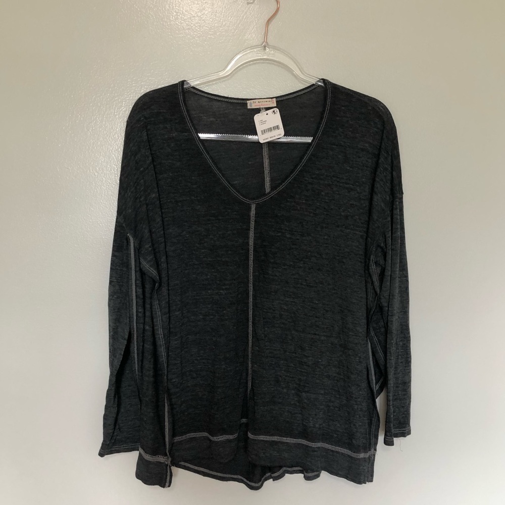 Free People Movement Long Sleeved Burnout Tee Shirt Side Split New Small